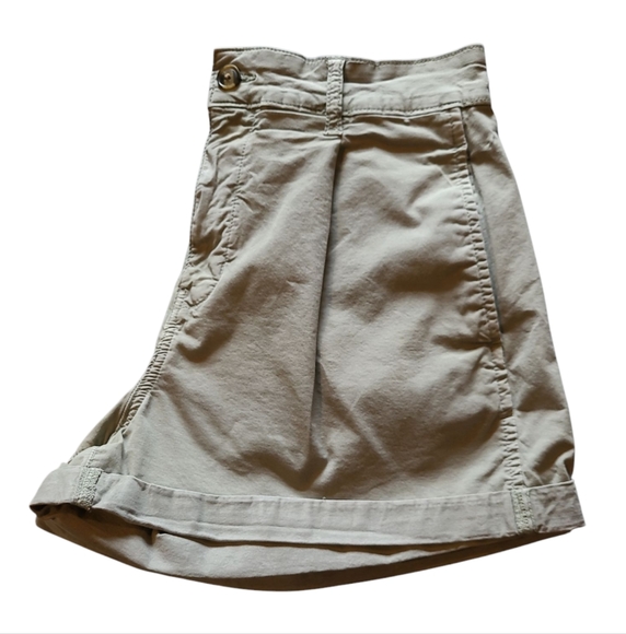 Women's AE Pleated High Rise Olive Green Stretch Shorts Cuffed Size 8 - Picture 12 of 13